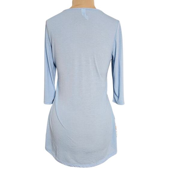 Blue Easter Bunny Print Women's Top Small Artsy Painted Spring T Shirt Casual - Picture 2 of 13